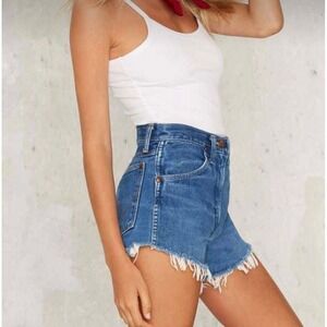 Vintage Wrangler Denim Shorts High‎ Waisted Frayed Hem Blue Jean Cutoffs